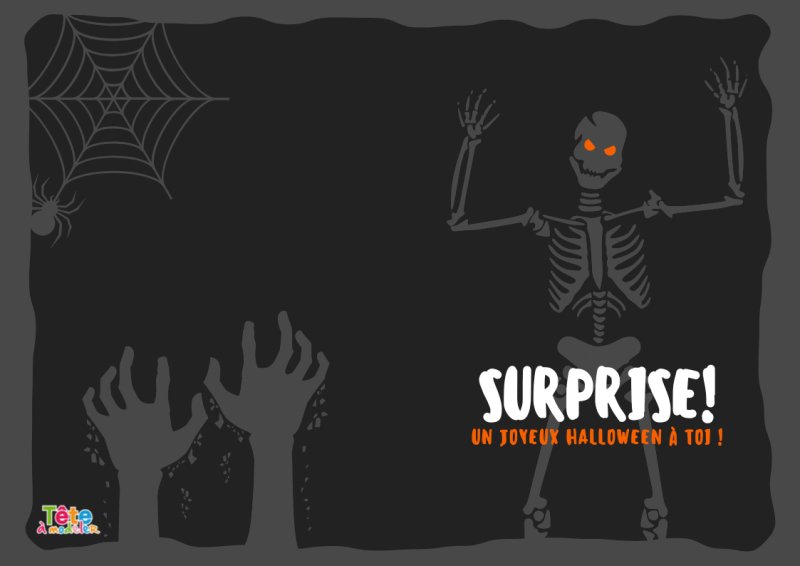 Carte à imprimer squelette d'Halloween