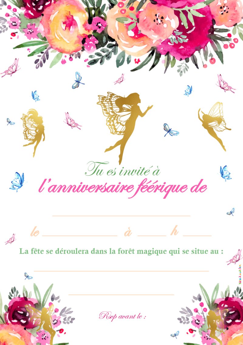 Carte anniversaire f&eacute;e : la f&eacute;e qui vole cadre bleu