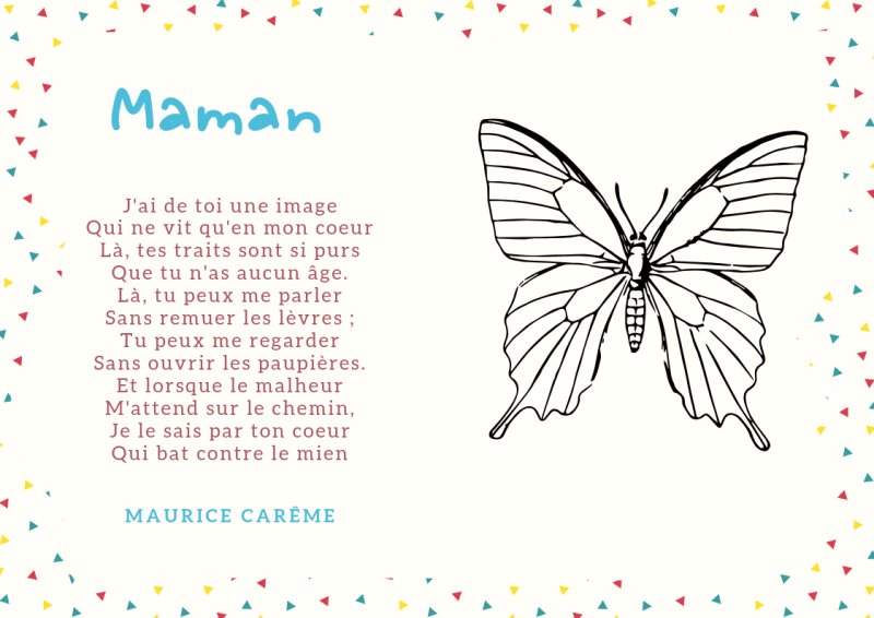 Carte avec poésie pour maman