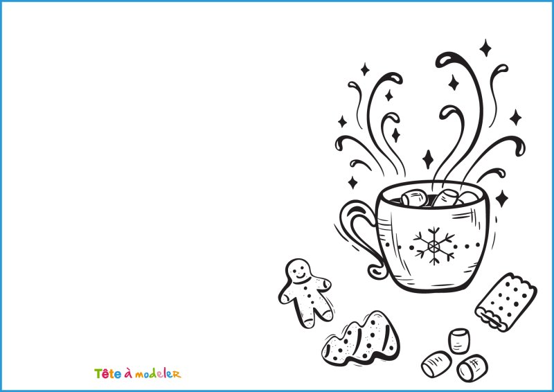 Carte cadeau à colorier : chocolat chaud
