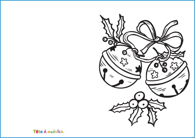 Carte cadeau à colorier : Grelots de Noël