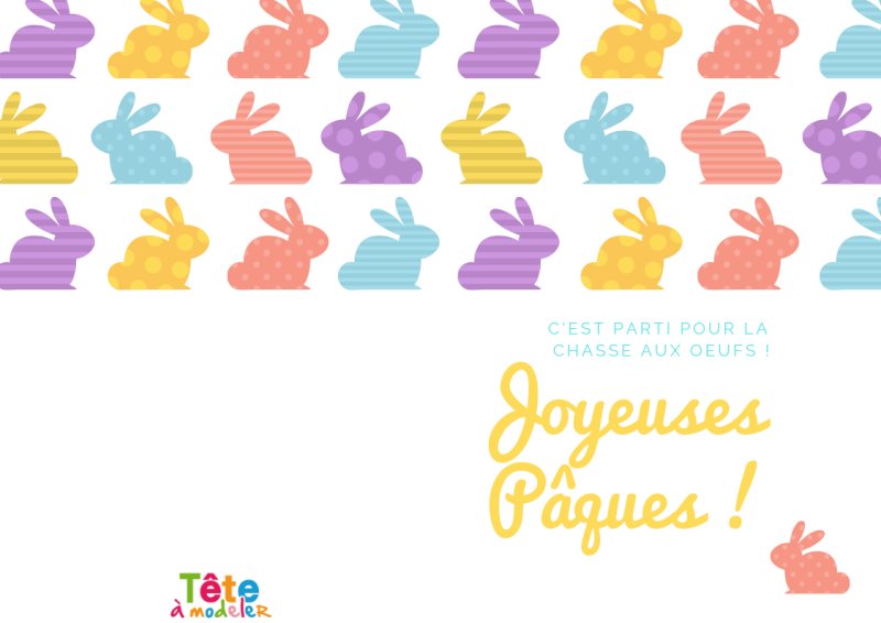 Carte "Joyeuses Pâques" lapins