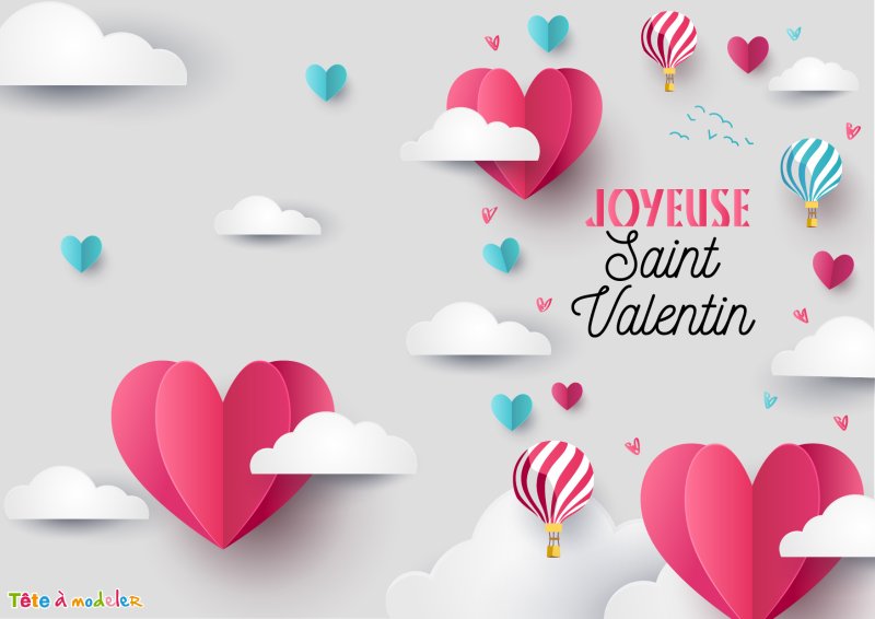 Carte lapins amoureuCarte montgolfières et coeurs imprimerx à imprimer