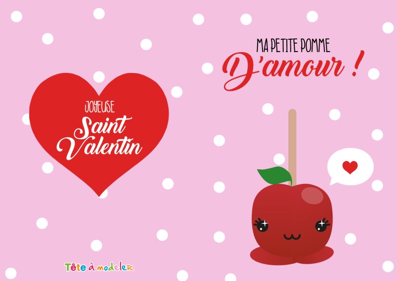 Carte pomme d'amour à imprimer