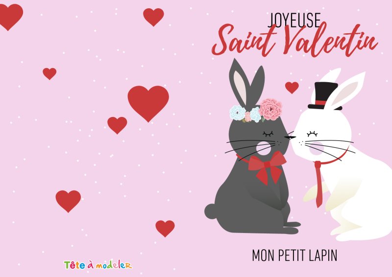 Carte lapins amoureux à imprimer