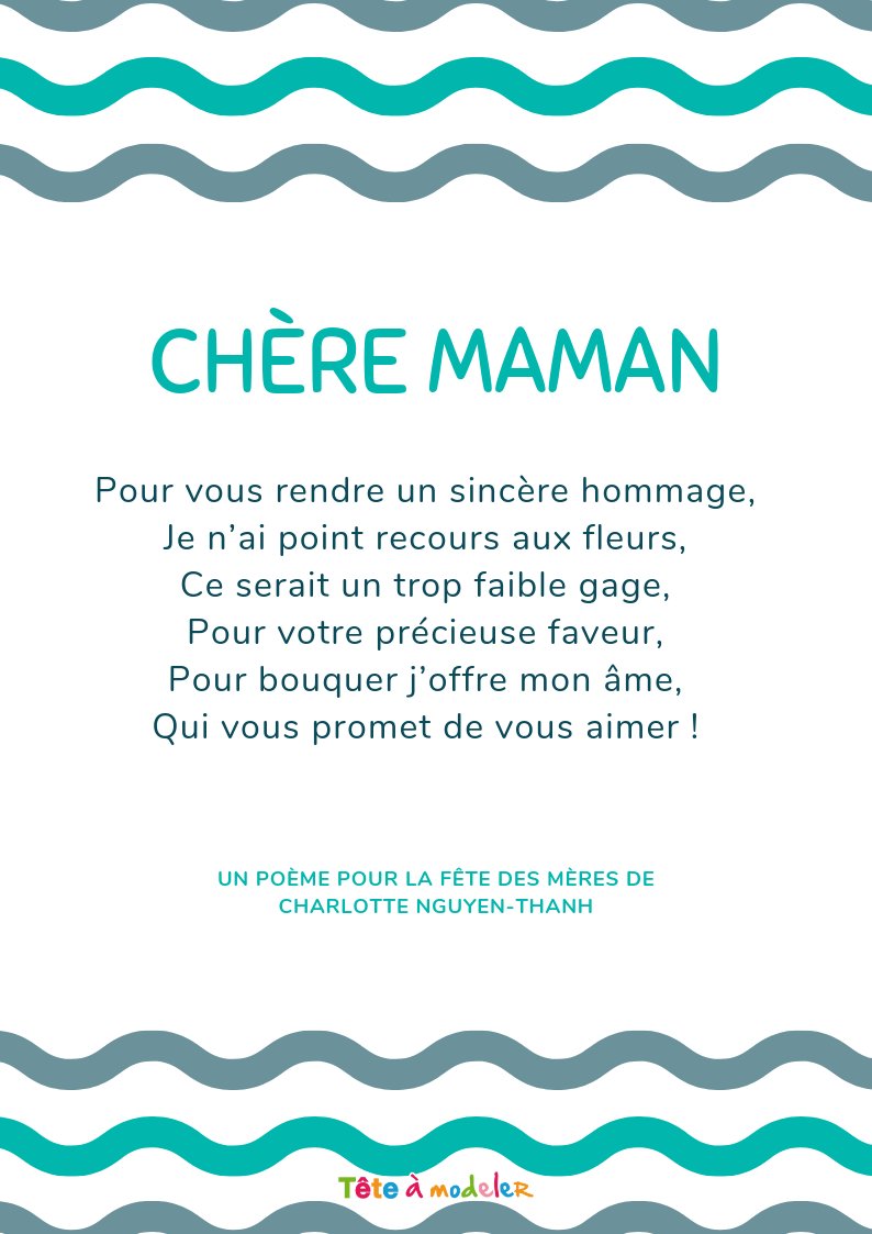 Chère maman - Un poème pour maman - Tête à modeler