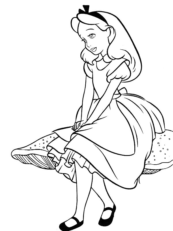Coloriage Alice au Pays des Merveilles assise