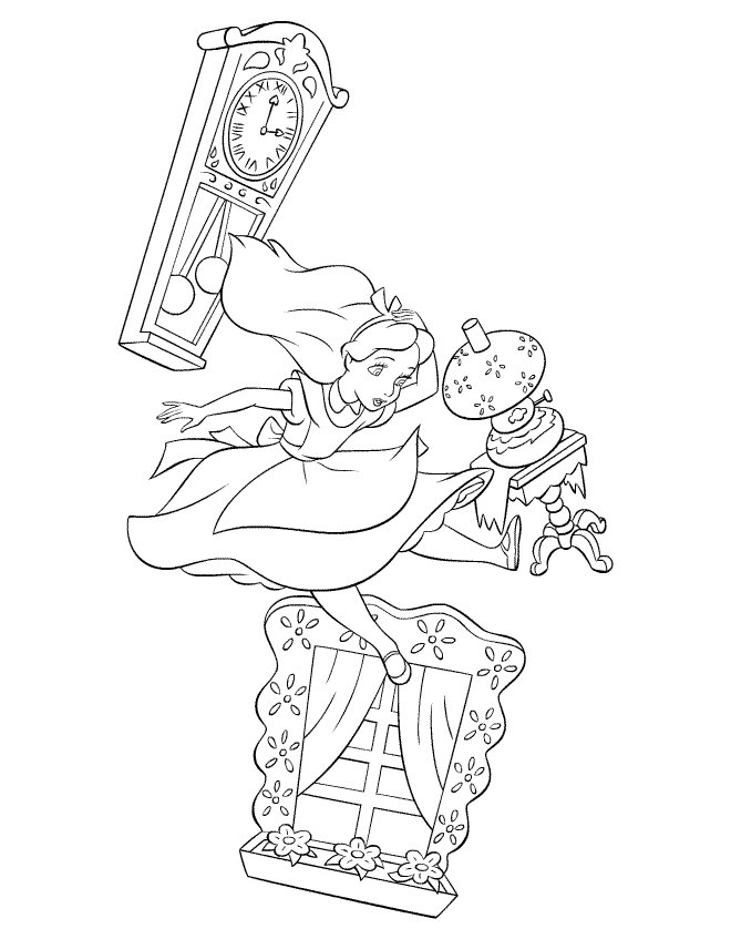 Coloriage Alice au Pays des Merveilles qui chute