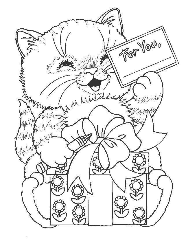 Coloriage anniversaire chaton