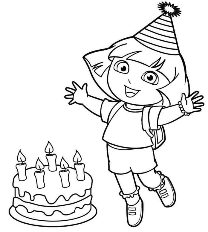 Coloriage anniversaire Dora