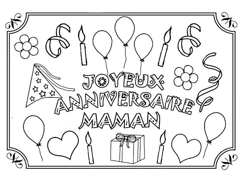 Coloriage anniversaire maman