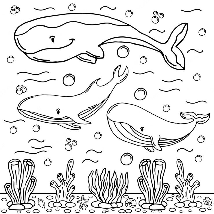 Coloriage baleine qui nage