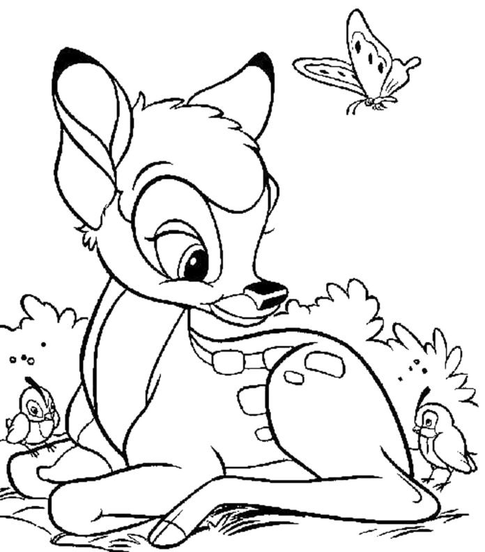 Coloriage Bambi dans la nature