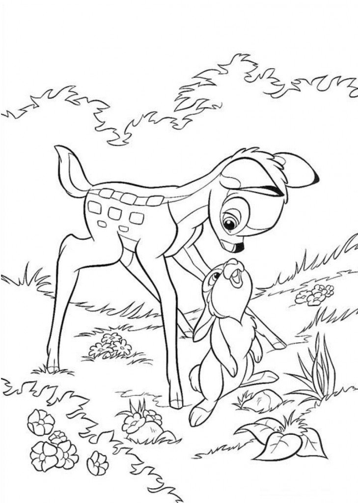 Coloriage Bambi et panpan
