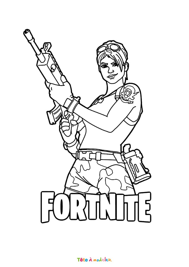 Coloriage Belliqueuse de Fortnite