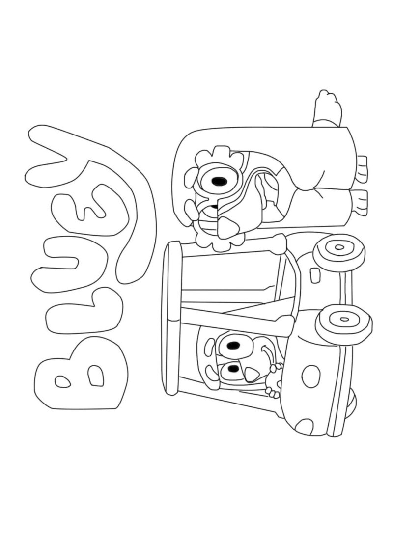 Coloriage Bluey et sa grand mère