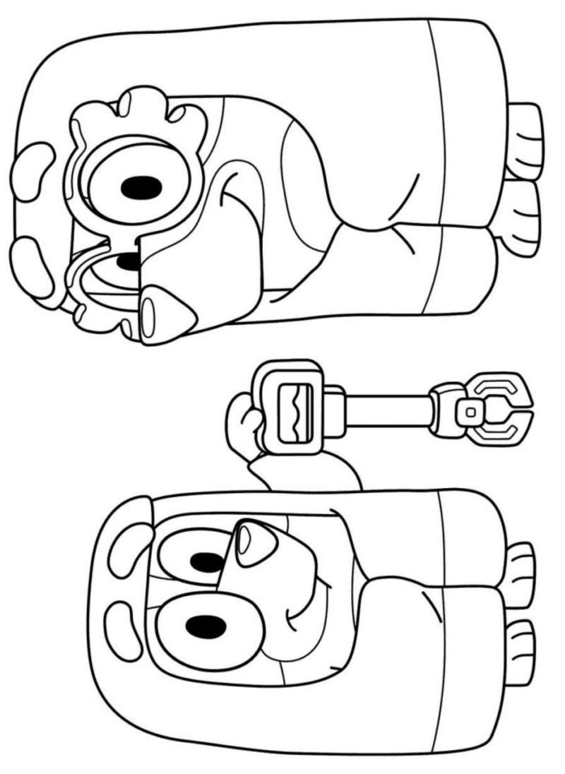 Coloriage Bluey et sa grand mère