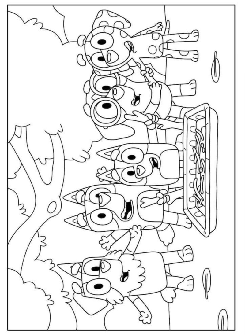 Coloriage Bluey et ses amis