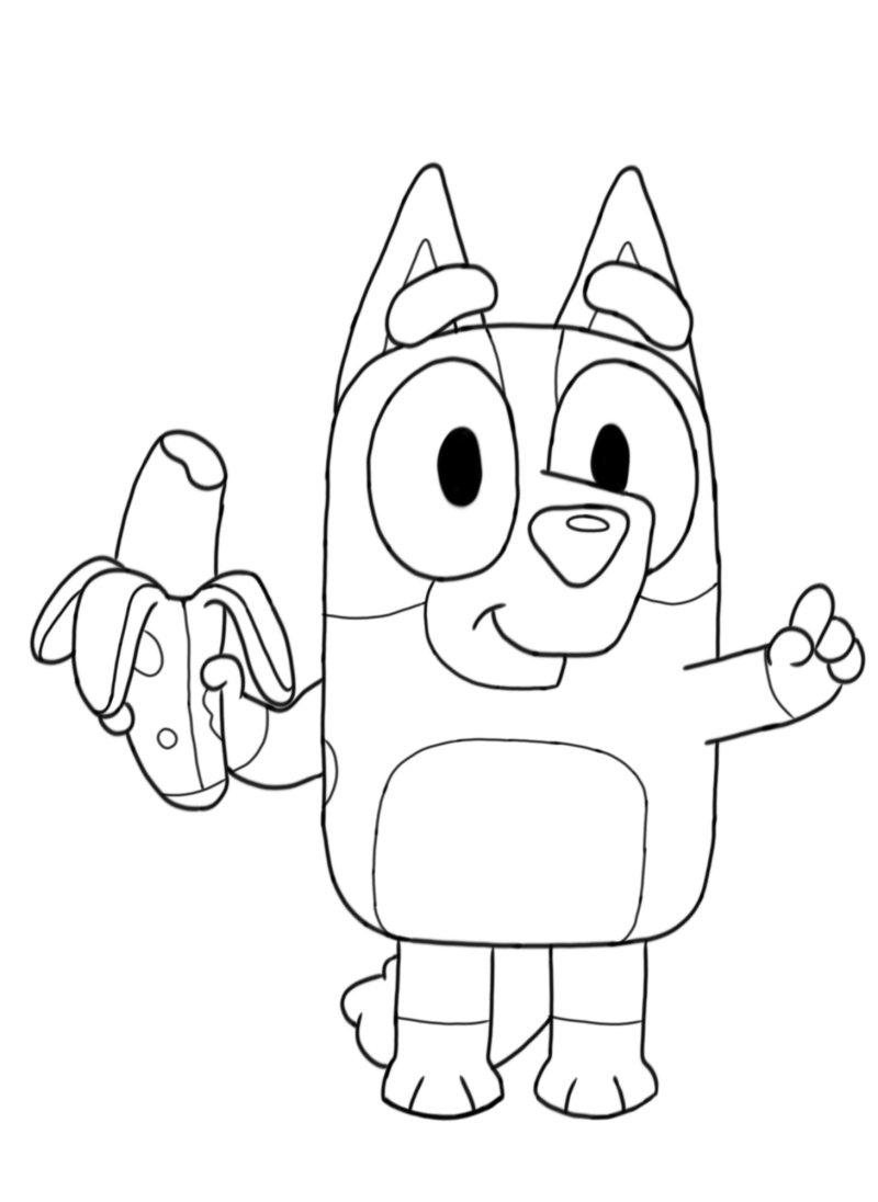 Coloriage Bluey qui mange