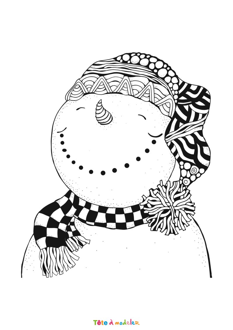 Le coloriage d'un bonhomme de neige difficile à imprimer