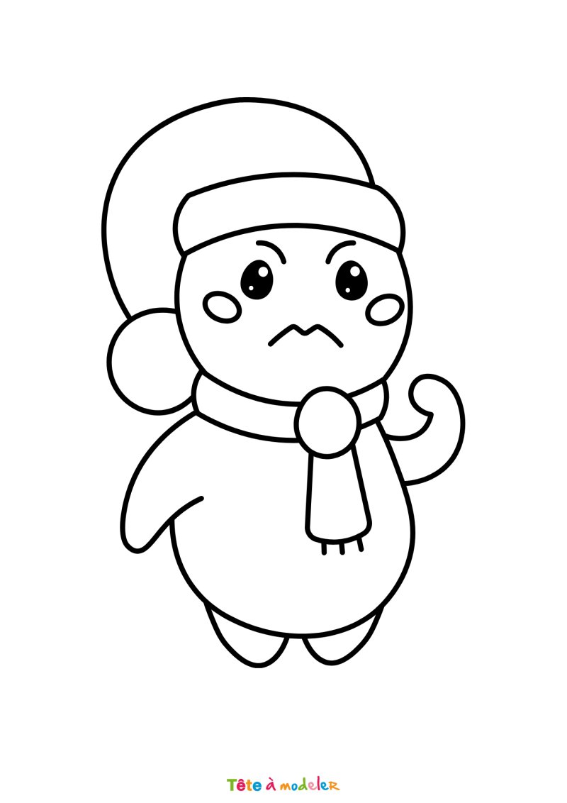 Le coloriage d'un bonhomme de neige mécontent à imprimer
