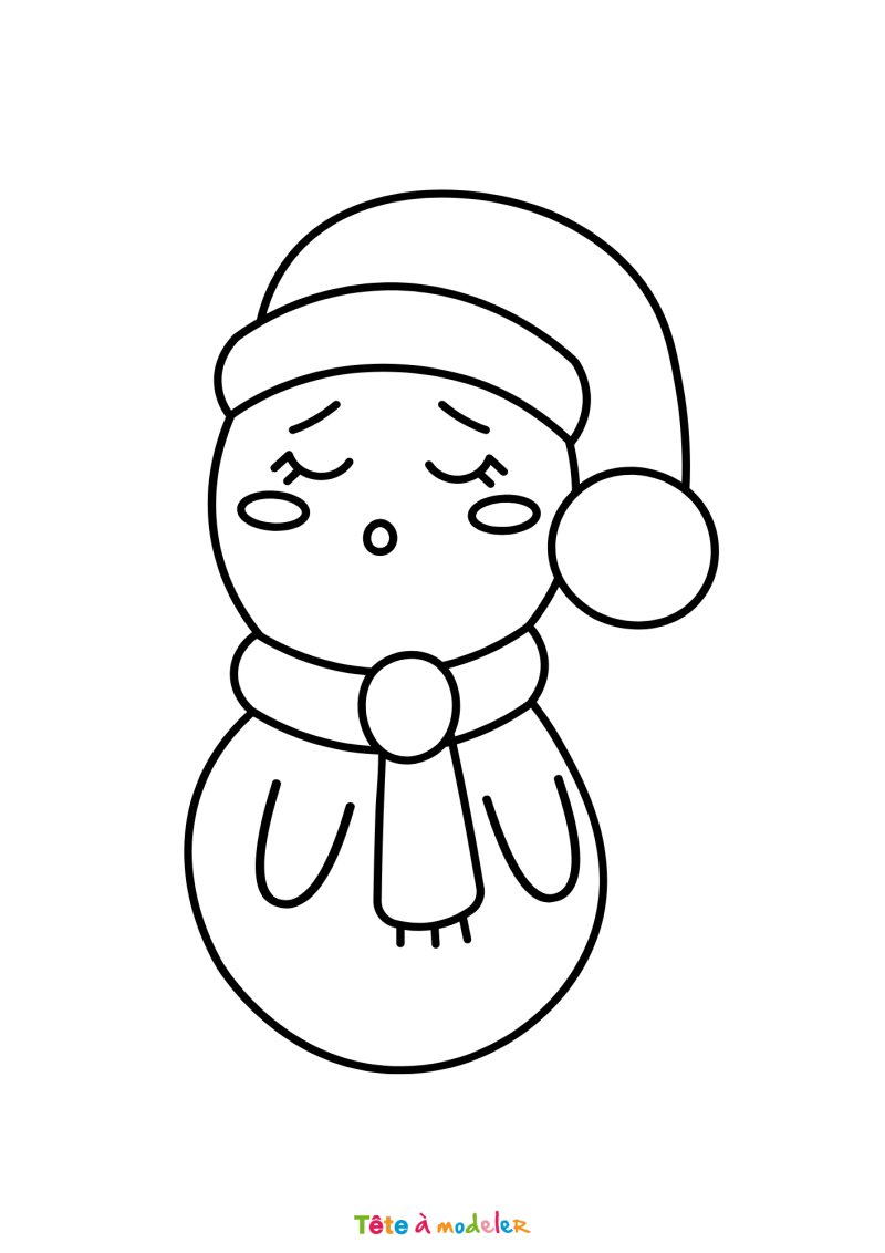 Le coloriage d'un bonhomme de neige mignon à imprimer