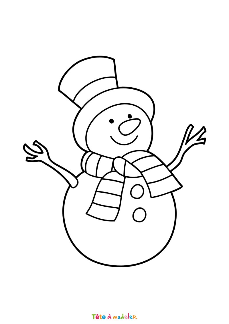 Le coloriage d'un bonhomme de neige rapide à imprimer