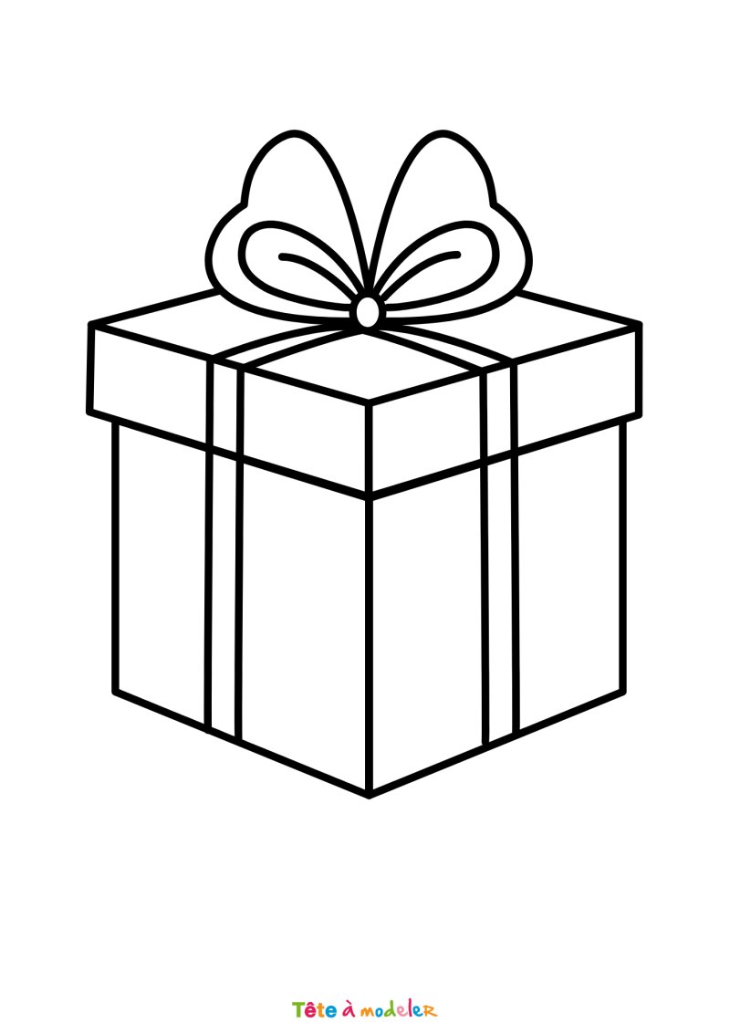 Le coloriage d'un cadeau de Noël en PDF à imprimer
