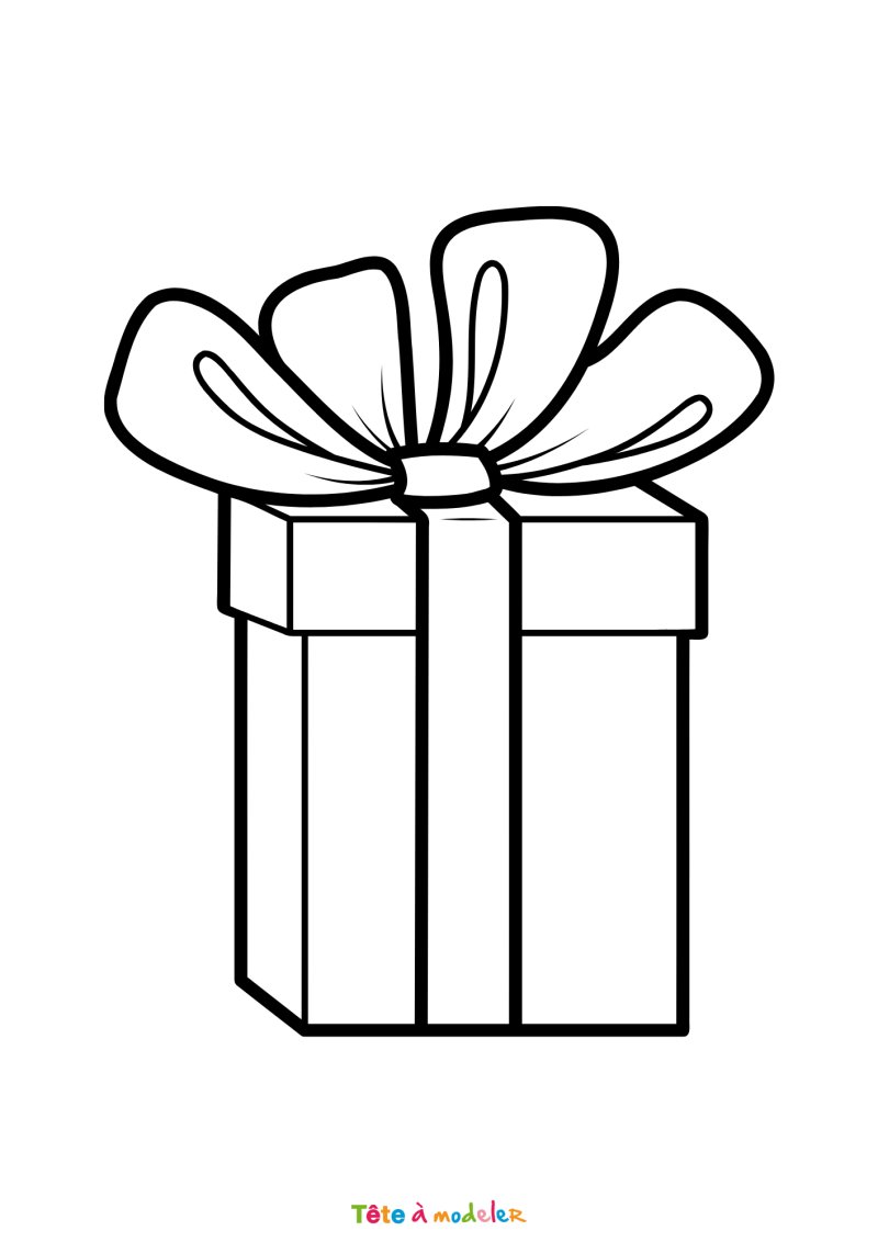 Le coloriage d'un cadeau de Noël facile à imprimer