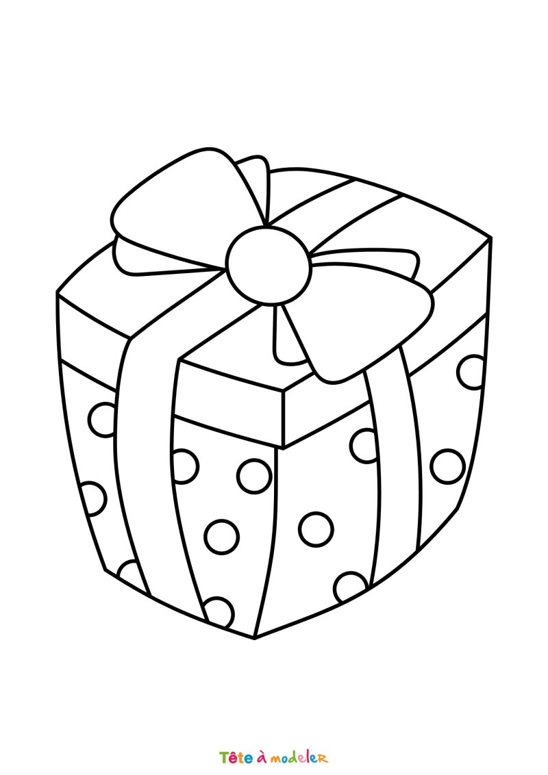 Le coloriage d'un cadeau de Noël gratuit à imprimer