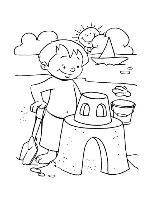Coloriage Caillou à la mer