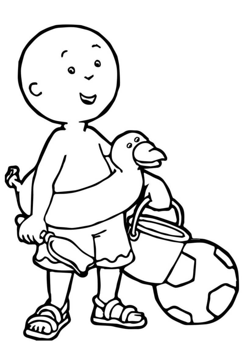 Coloriage Caillou à la plage