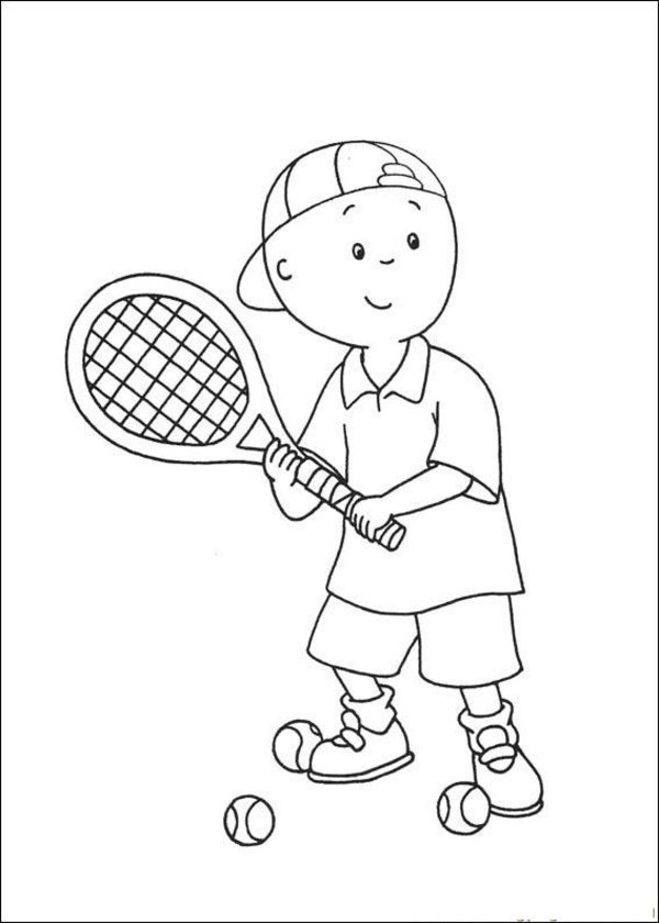Coloriage Caillou au tennis