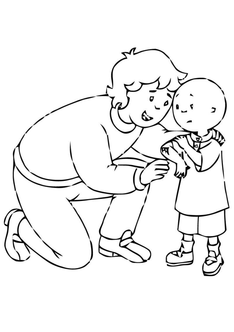 Coloriage Caillou et sa maman