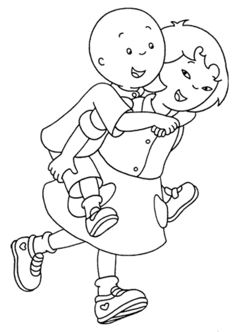 Coloriage Caillou et sa soeur
