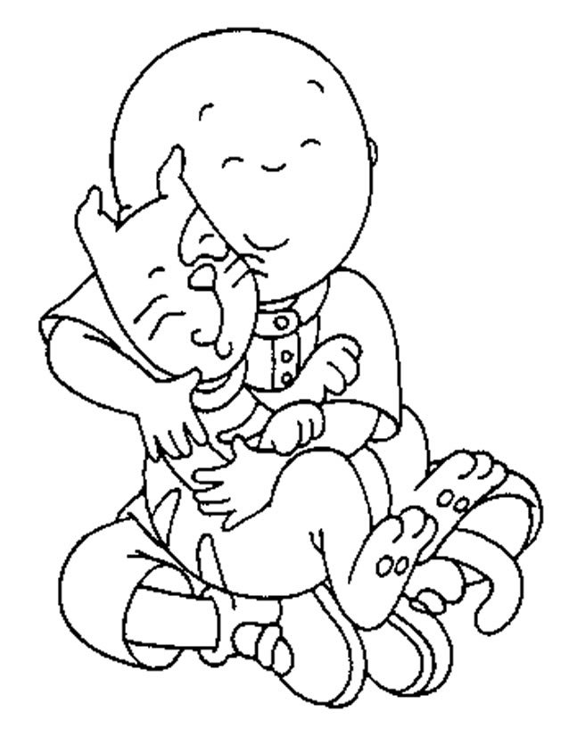 Coloriage Caillou et son chat