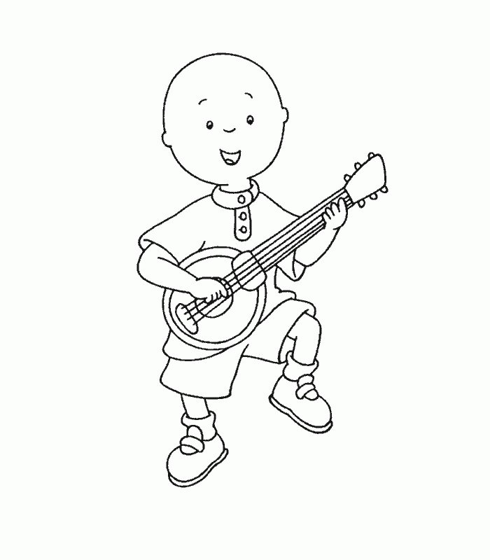 Coloriage Caillou fait de la musique