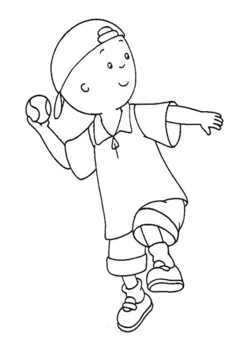 Coloriage Caillou fait du baseball