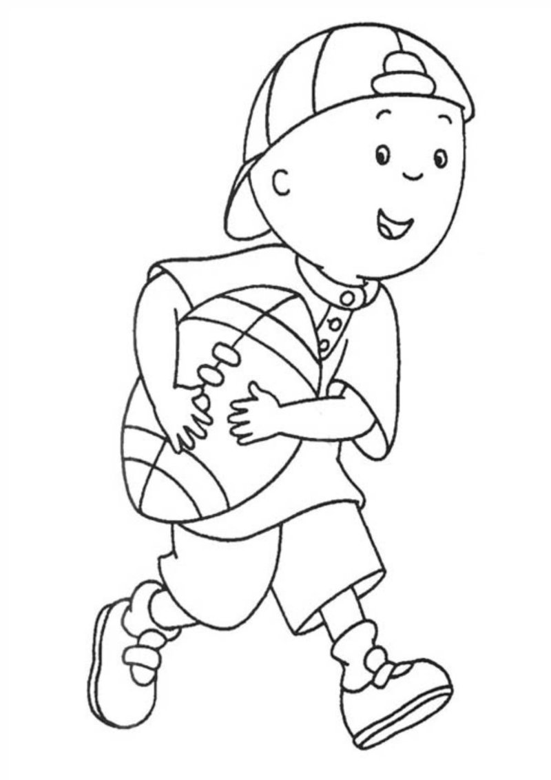 Coloriage Caillou fait du rugby