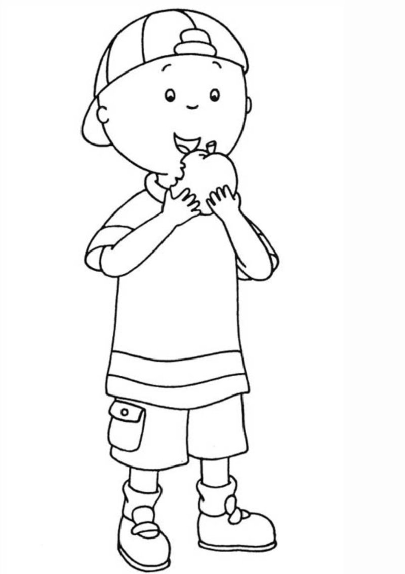 Coloriage Caillou qui mange