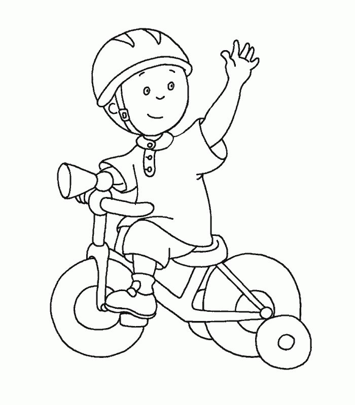 Coloriage Caillou sur son vélo 