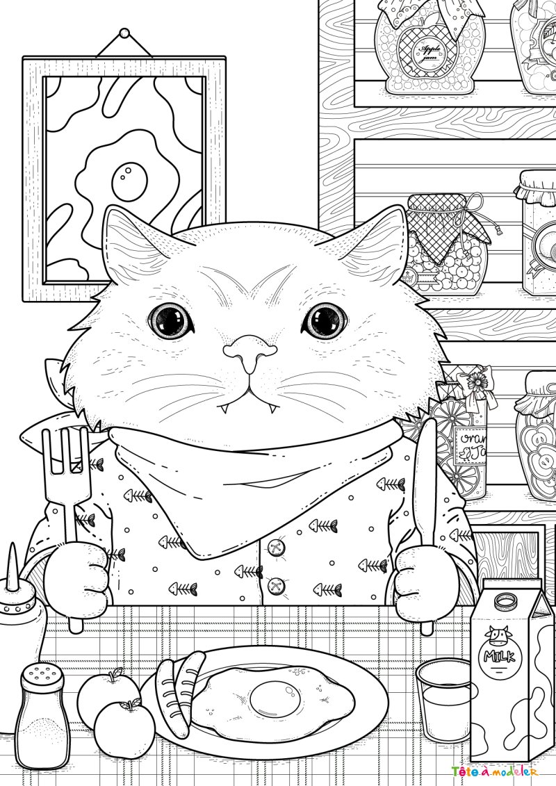 Coloriage chat #21