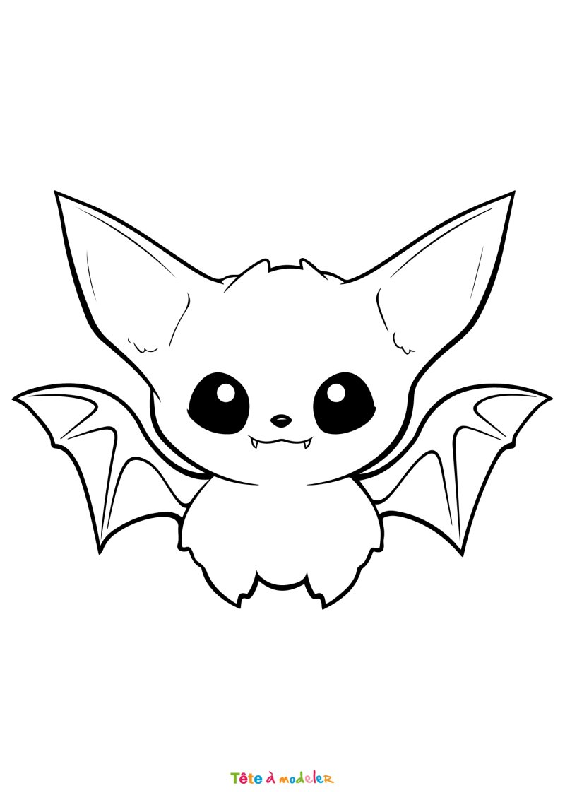 Coloriage d'une chauve-souris mignonne