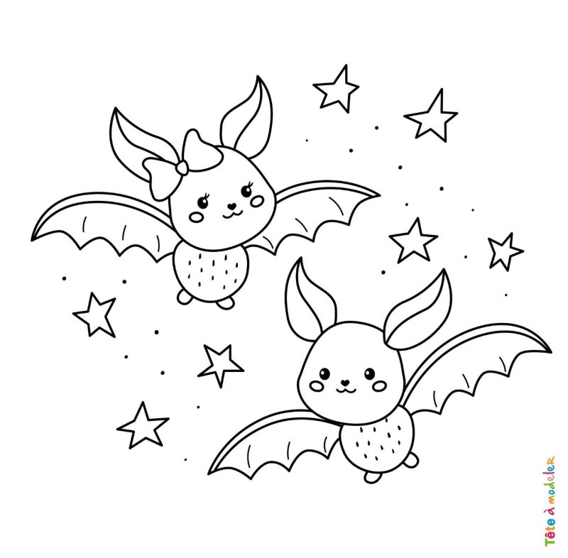 Coloriage chauve souris kawaii