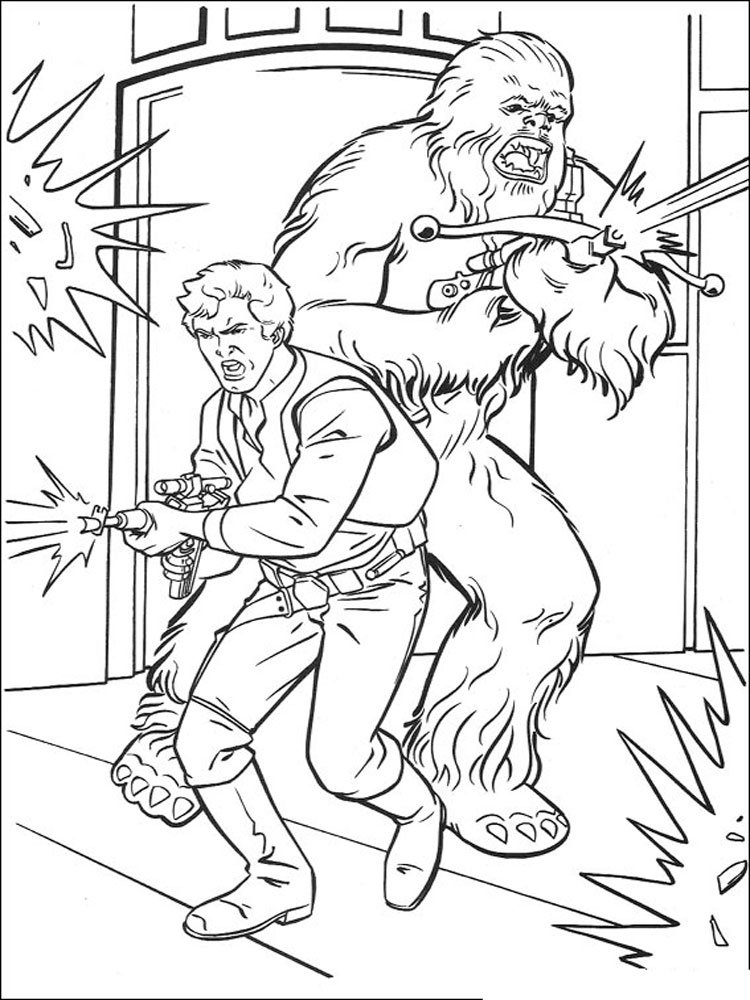 Coloriage chewbacca et Han Solo