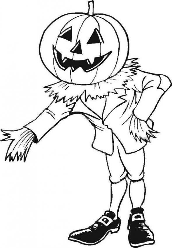 Coloriage d'un épouvantail citrouille