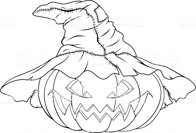 Coloriage d'une citrouille avec chapeau