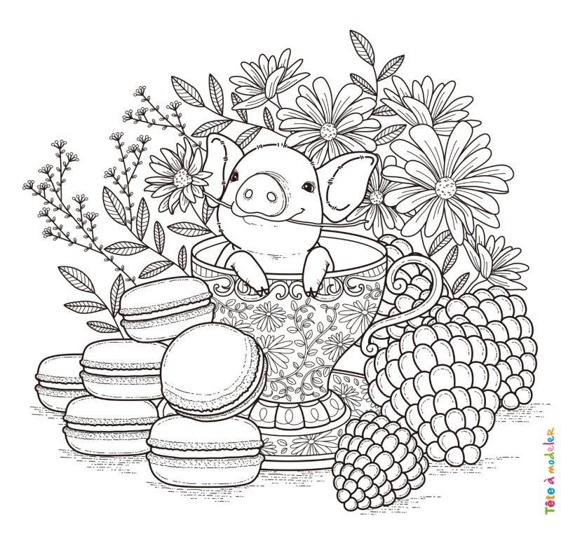 Coloriage cochon #04