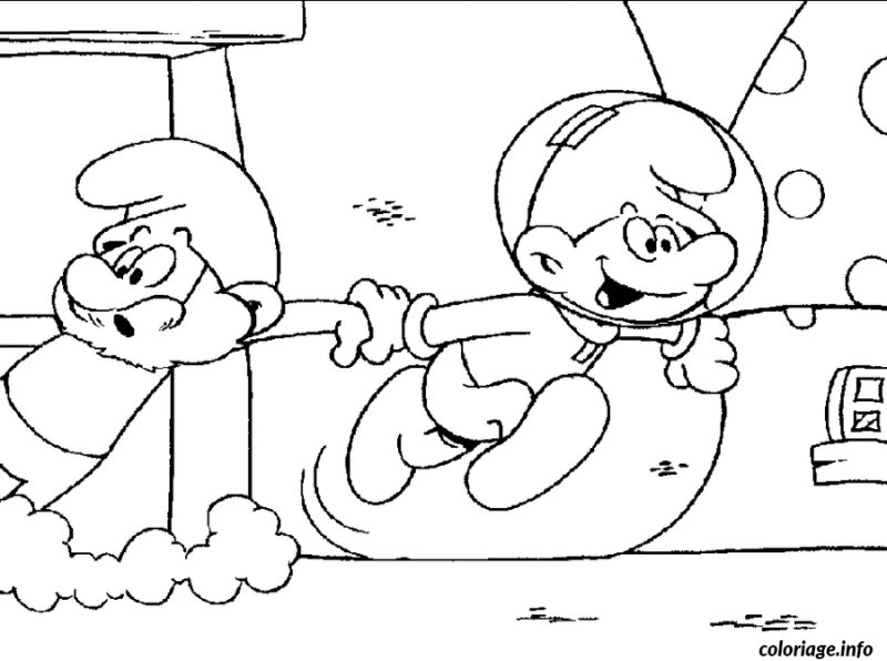 Coloriage Cosmoschtroumpf et Grand Schtroumpf