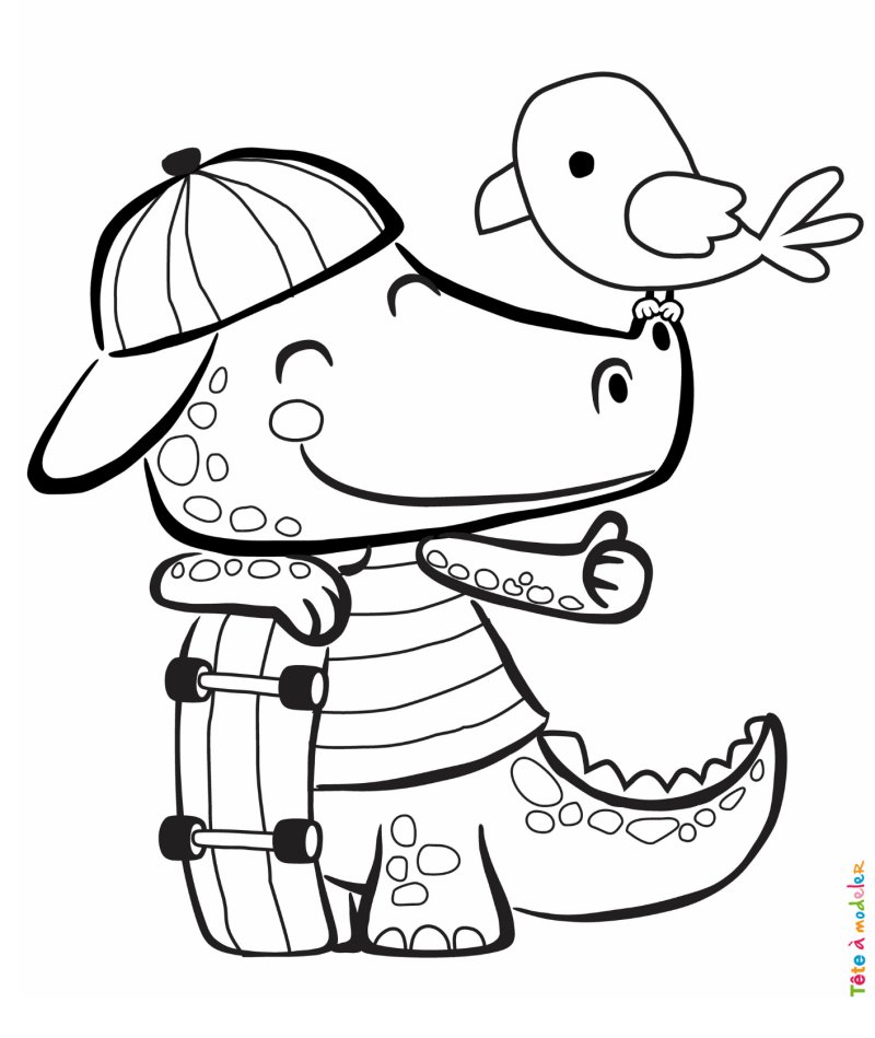 Coloriage crocodile #07